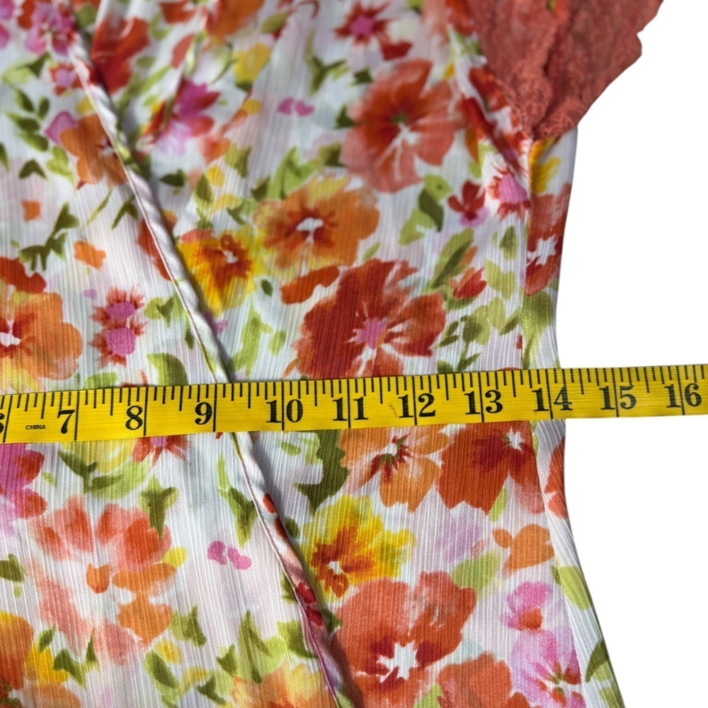 Oscar de la Renta Vintage Y2K Pink Orange Floral Label Chiffon Robe Small - Picture 11 of 11